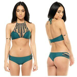 Acacia Panama Crochet Seaweed Dark Green Bikini Set